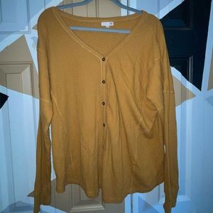 Mustard yellow oversized fit soft long sleeve blouse
